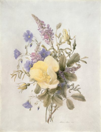 Bloemen met een Gele Roos, 1840 door French School